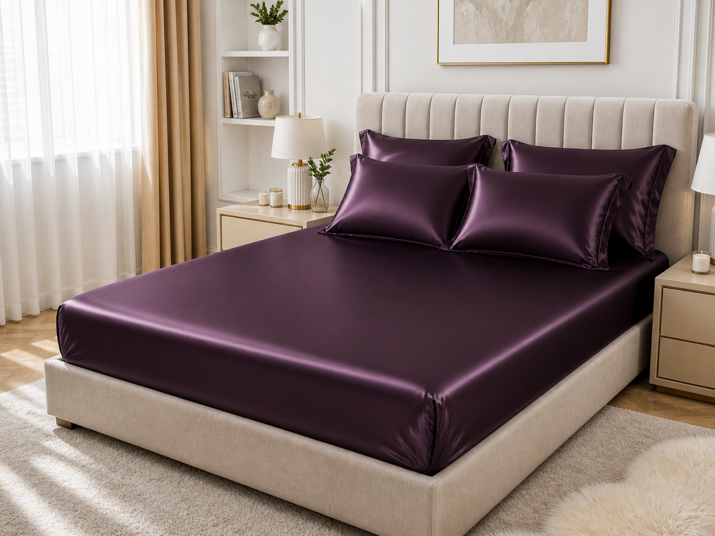 Drap Housse en Satin violet