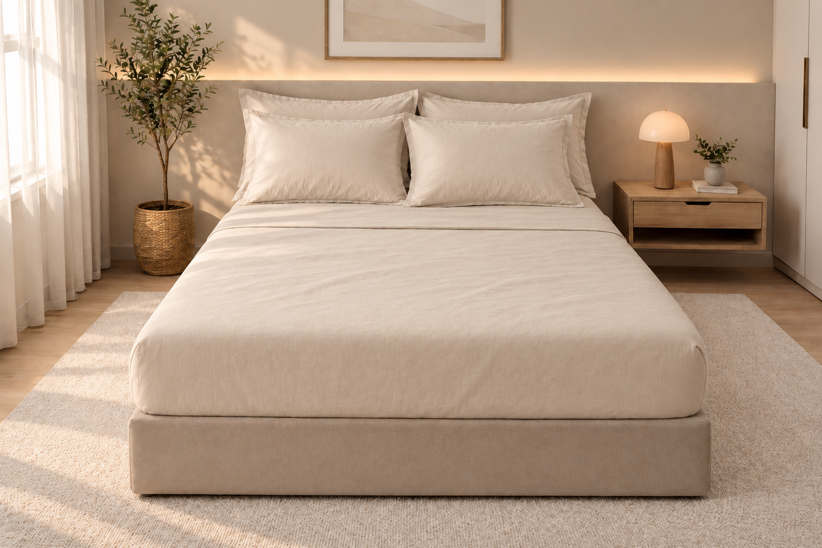 Drap-housse en coton Sable Doux – vue 2 – Atelier Somey