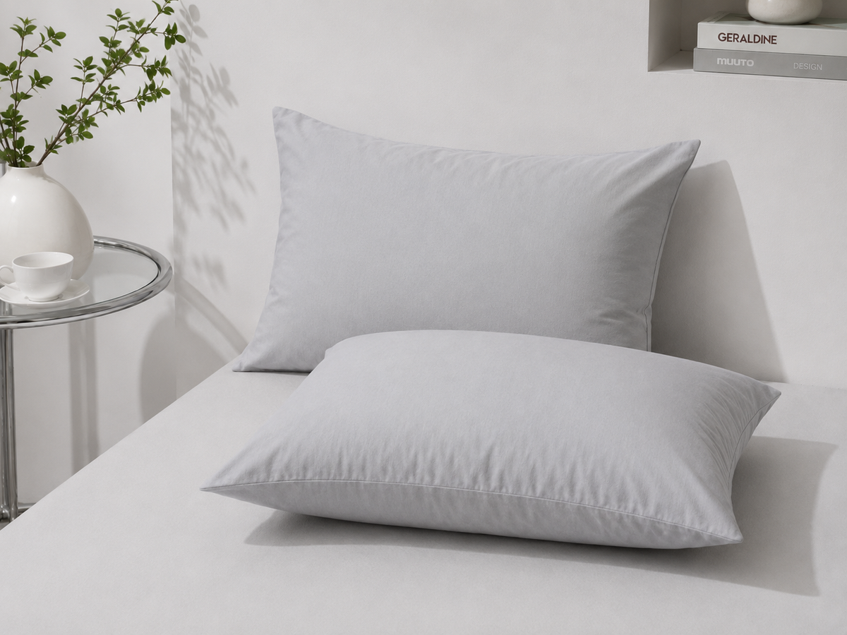 Taie d'oreiller en coton Gris Brume – Atelier Somey