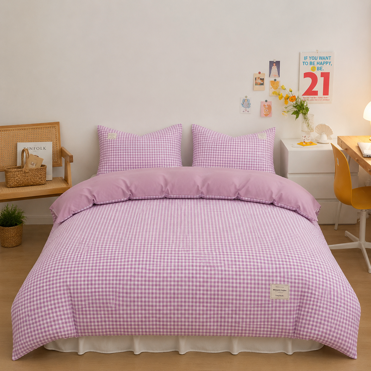 Parure de lit en coton - Vichy Rosie