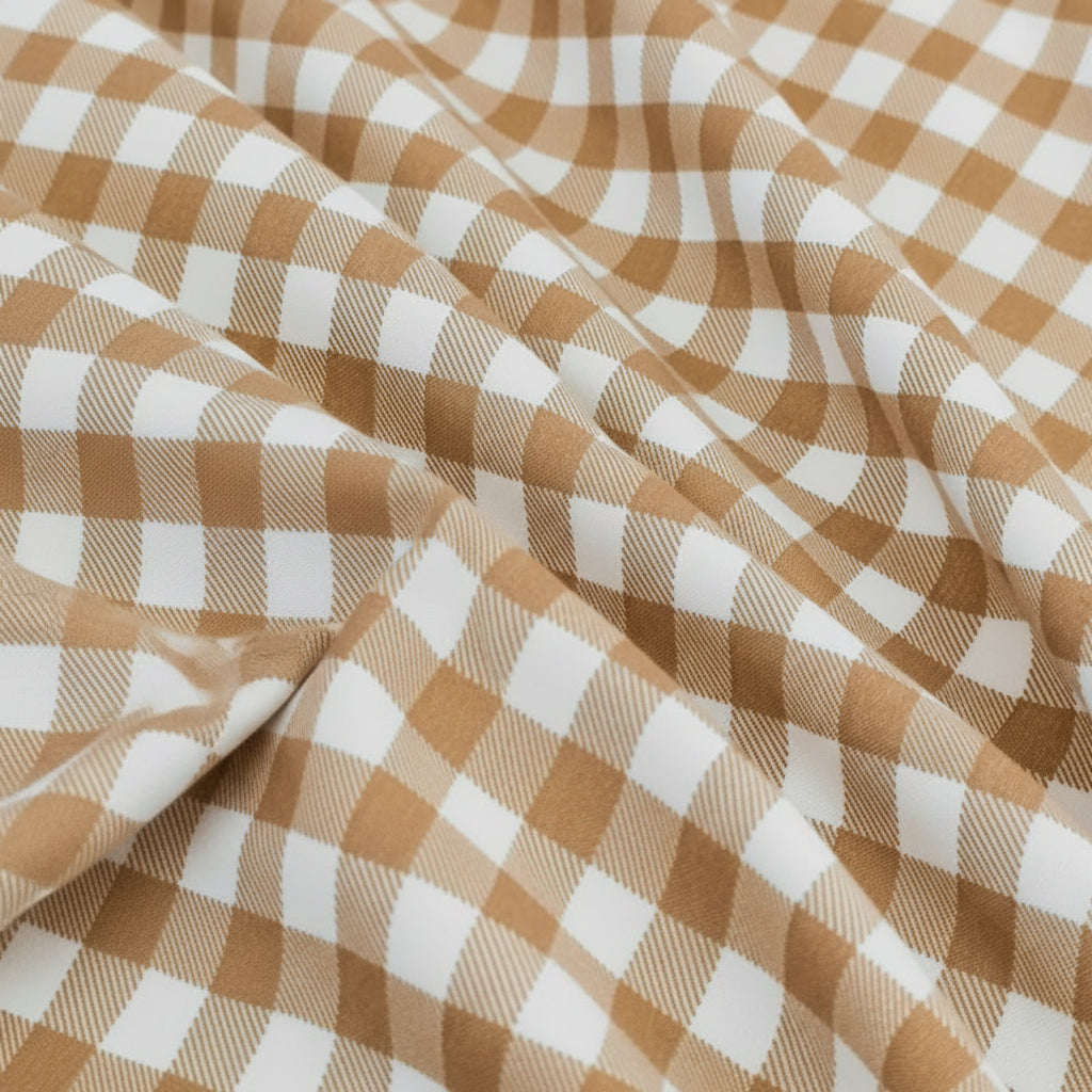 Parure de lit en coton - Vichy Vanille