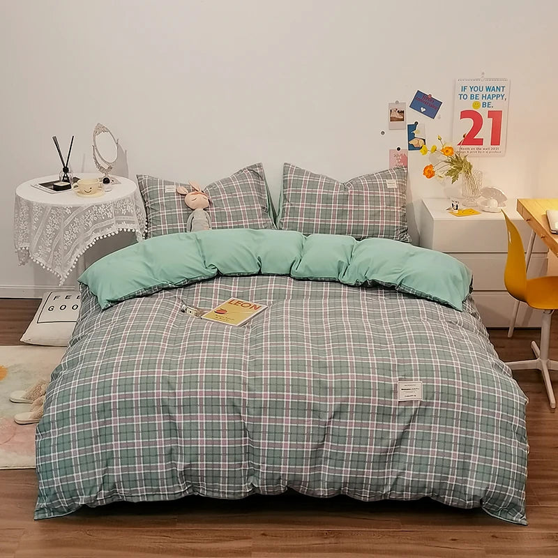 Housse de couette en coton vichy emeraude