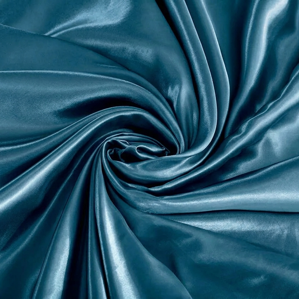 Parure de lit en satin Bleu Horizon – vue 2 – Atelier Somey
