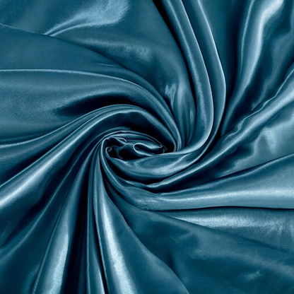 Parure de lit en satin Bleu Horizon – vue 2 – Atelier Somey