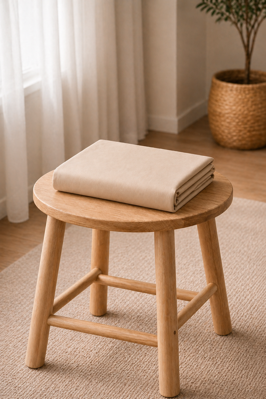 Drap housse en coton beige