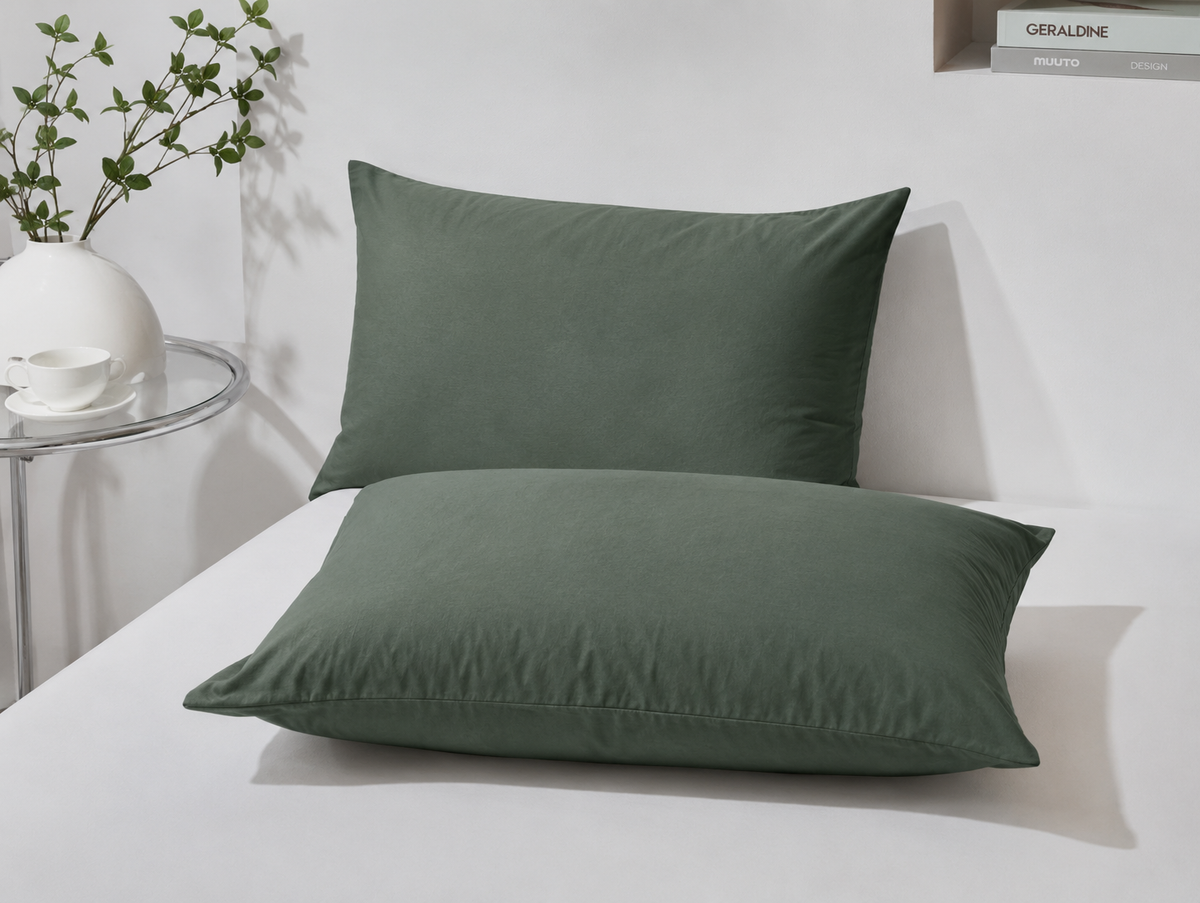 Taie d'oreiller en coton Olive – Atelier Somey