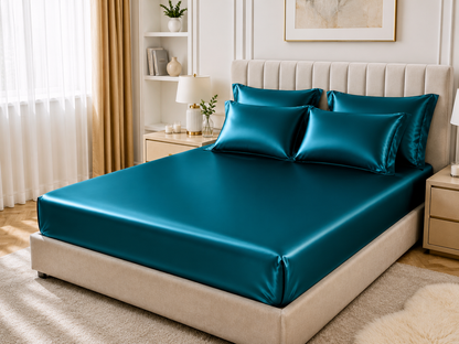 Drap-Housse en Satin Bleu