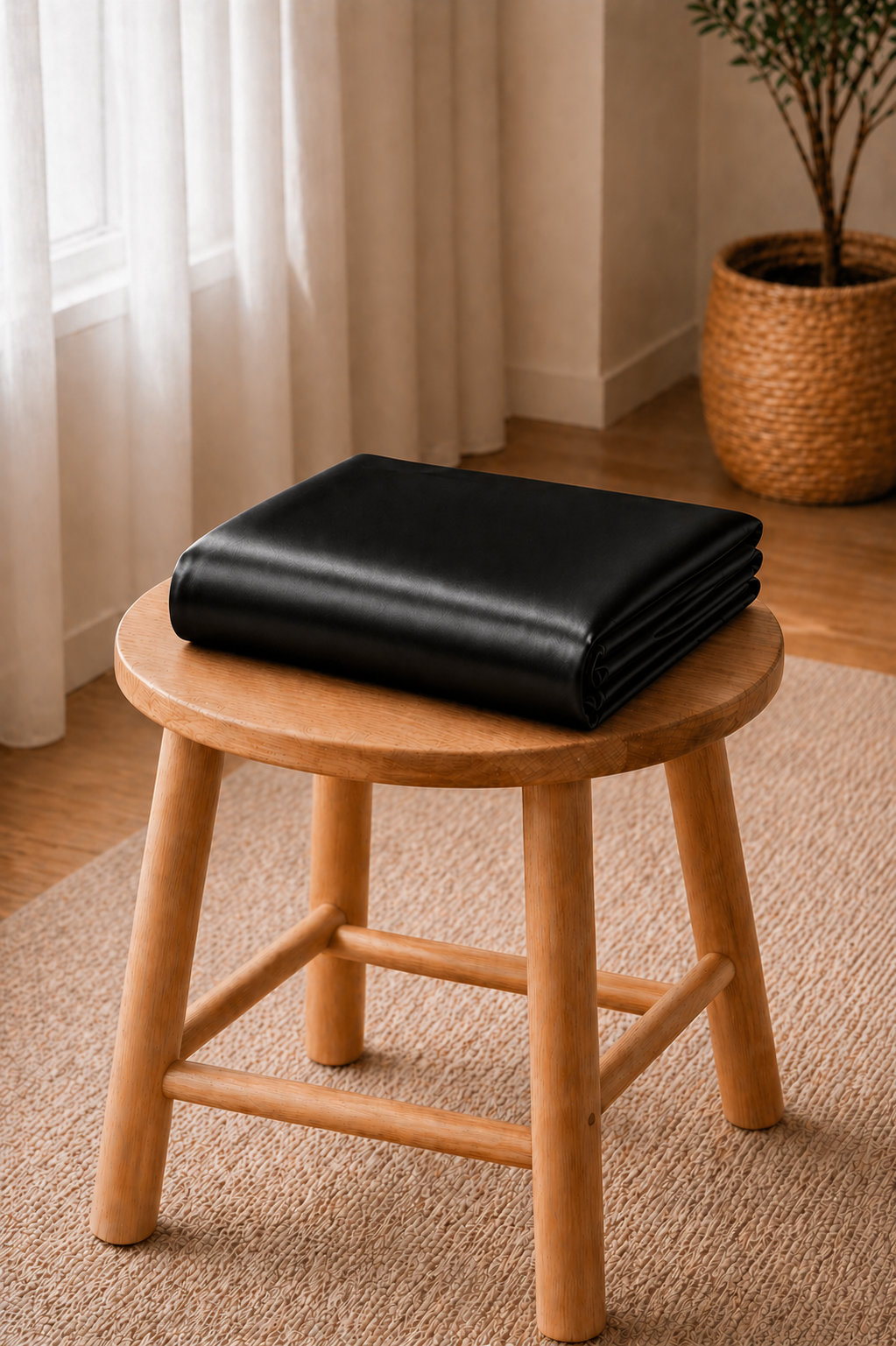 Drap Housse en Satin Noir