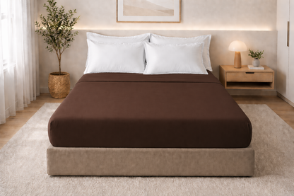 Drap housse en coton marron