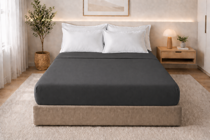 Drap housse coton gris foncé