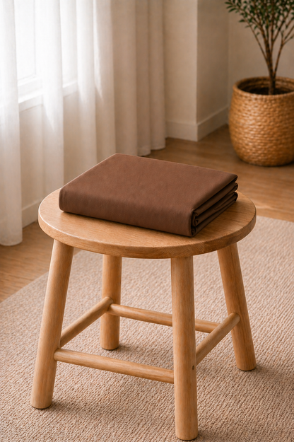 Drap housse en coton marron