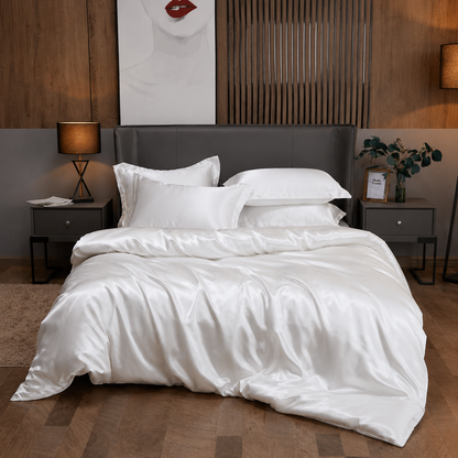 Parure de lit en satin - Blanc Perle