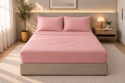Drap-housse en coton Rose Pétale – vue 2 – Atelier Somey