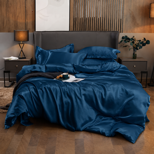 Parure de lit en satin - Bleu Saphir