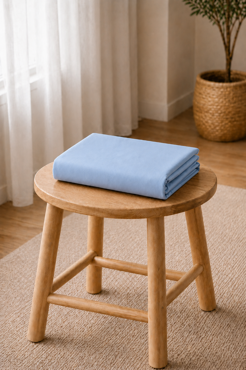 Drap-housse en coton - Bleu Azur