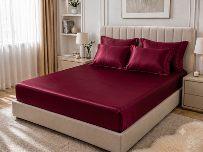 Drap-Housse en Satin Rouge