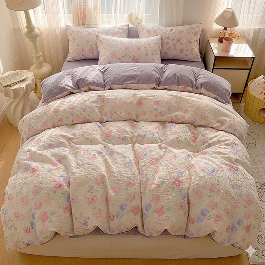 Housse de couette violet rose