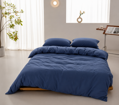 Housse de couette en coton Bleu Nuit – Atelier Somey