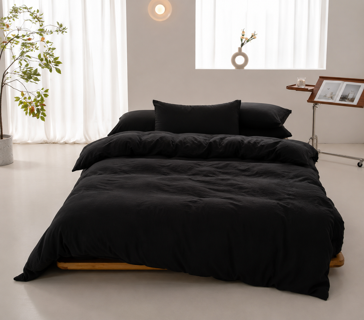Housse de couette en coton Noir Éclipse – Atelier Somey