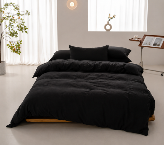 Housse de couette en coton - Noir Éclipse