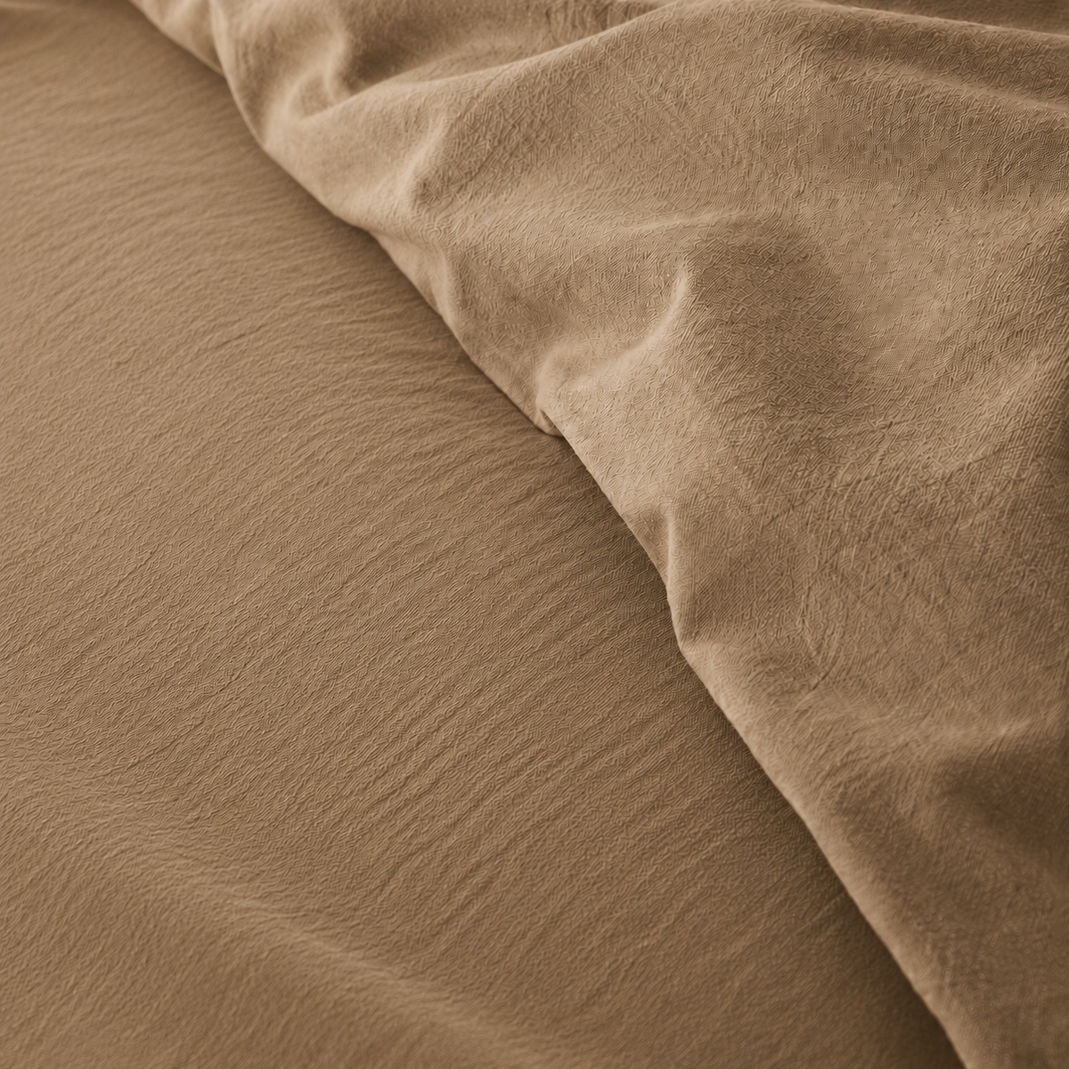Parure de lit en coton fil froissé Café Crème – vue 2 – Atelier Somey