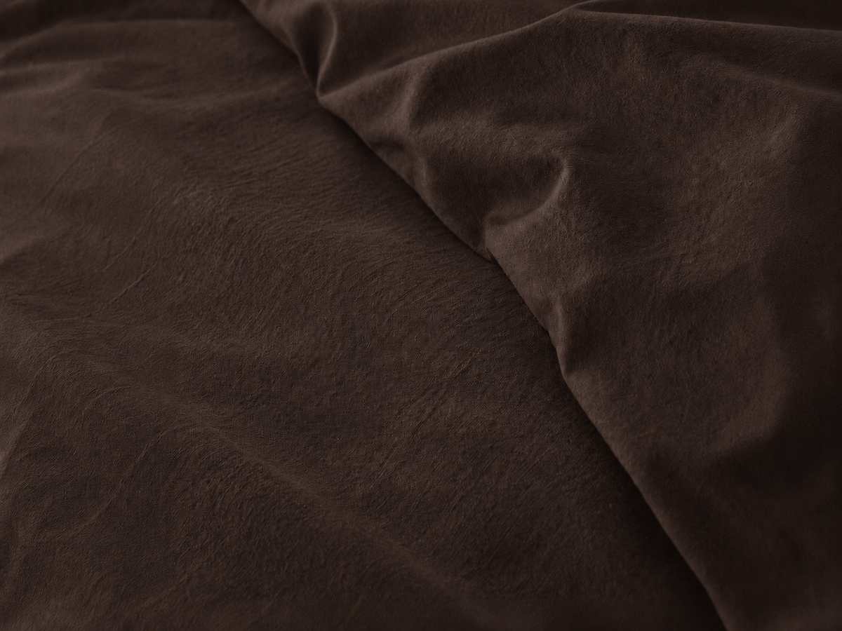 Parure de lit en coton fil froissé Cacao – vue 2 – Atelier Somey