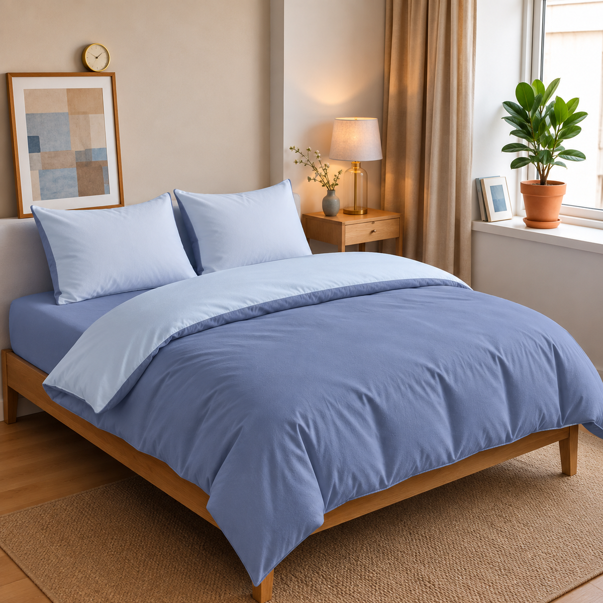 Parure de lit réversible en coton Mer & Voiliers, housse de couette et taies d'oreiller assorties – Atelier Somey