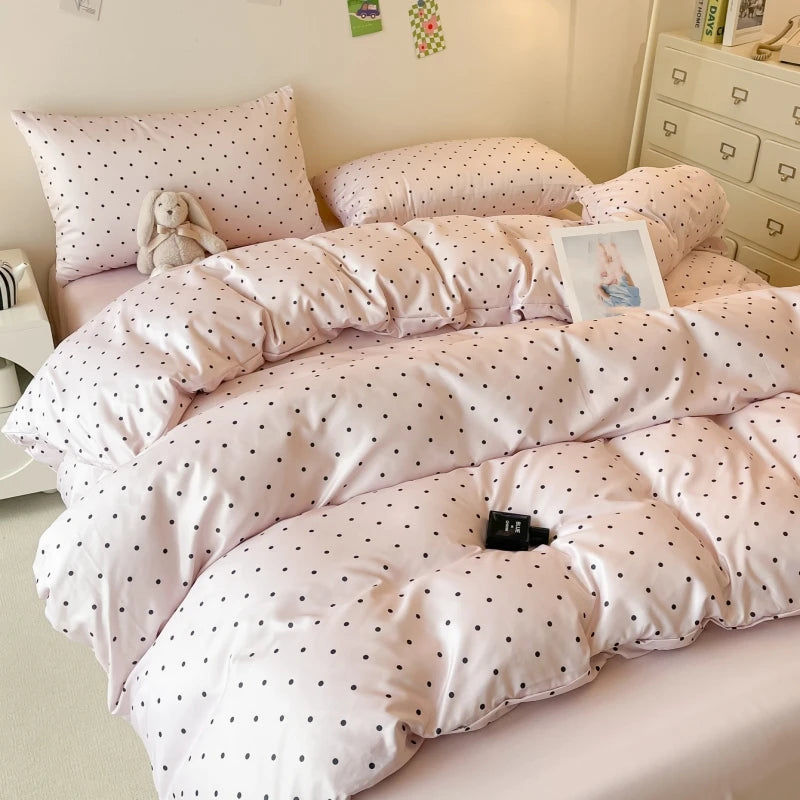 Kit Housse de couette + Taie a point B/N/R