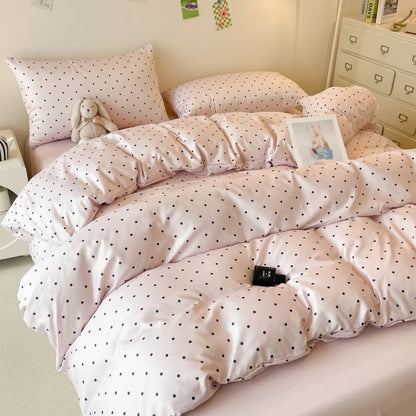 Kit Housse de couette + Taie a point B/N/R