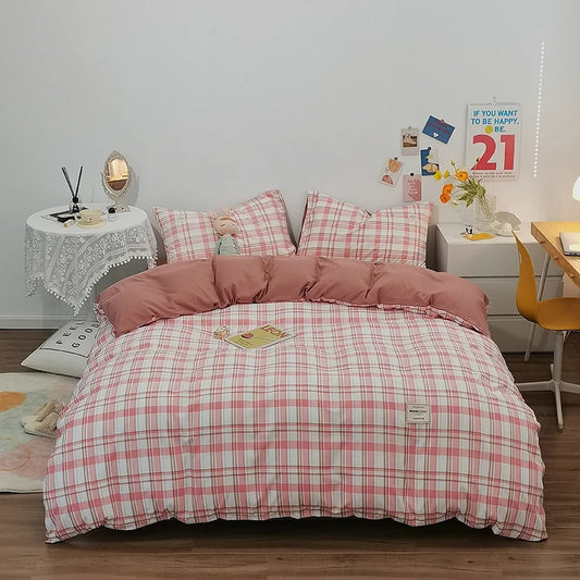Housse de couette en coton vichy Orange