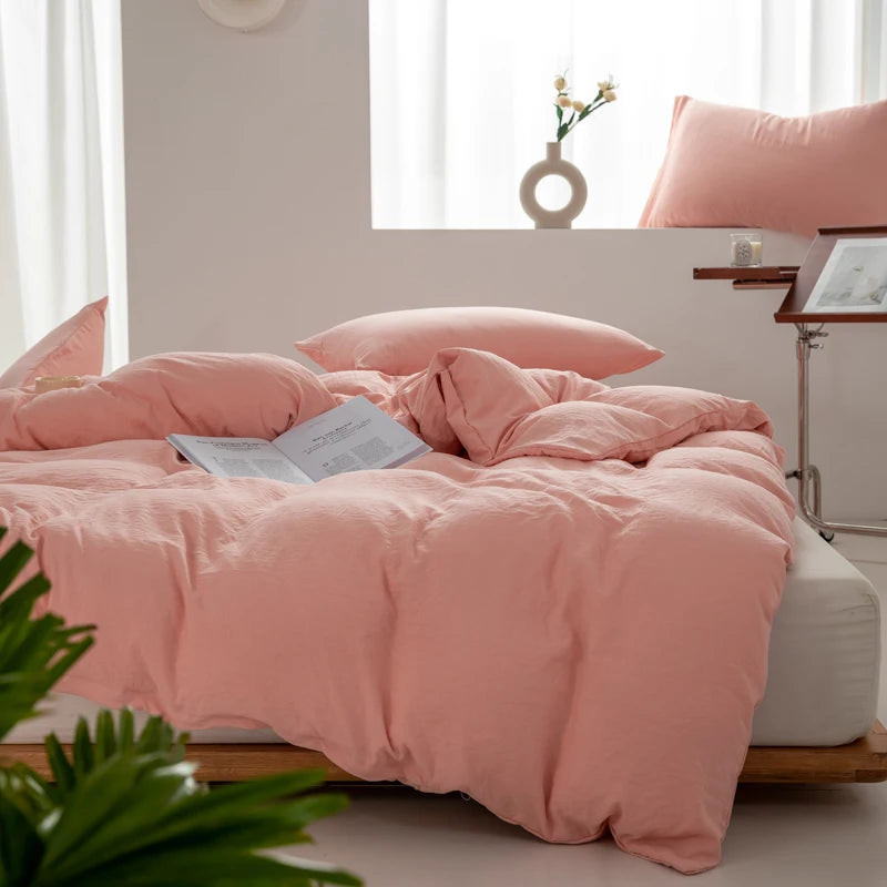 Housse de Couette en Coton Rose