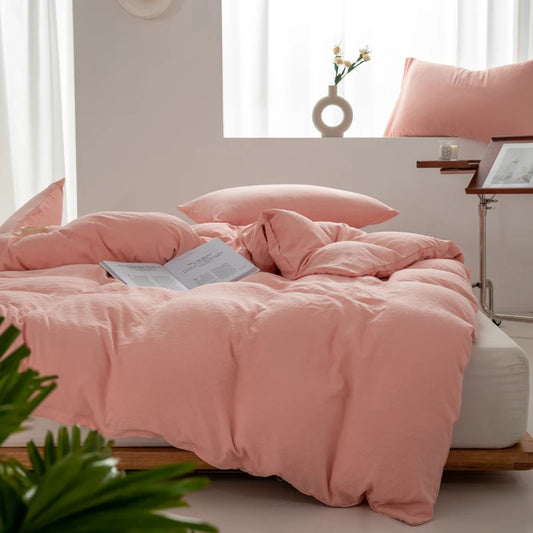 Housse de Couette en Coton Rose