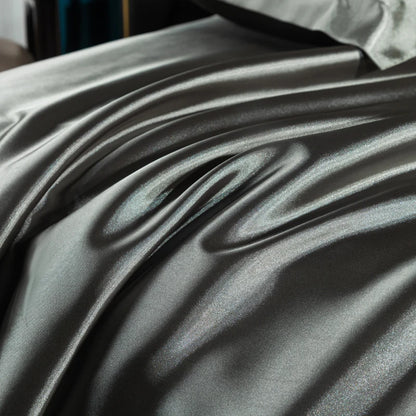 Drap Housse en Satin Gris