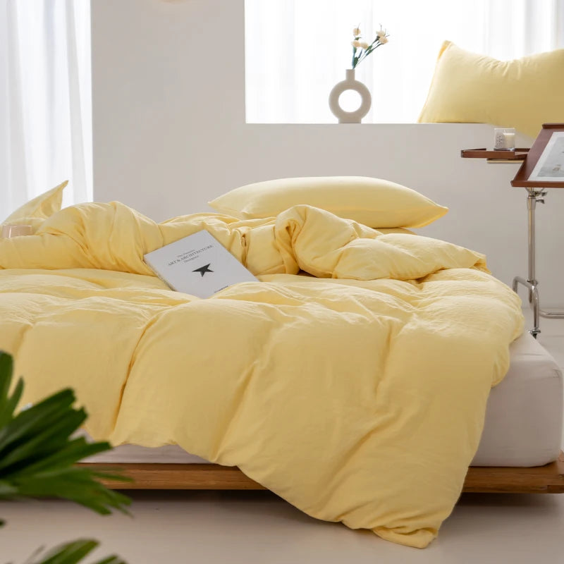 Housse de Couette en Coton Jaune