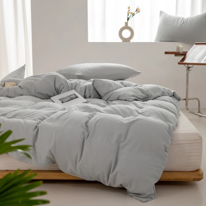 Housse de Couette en Coton Gris