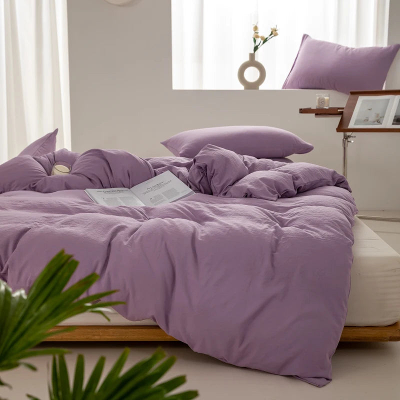 Housse de Couette en Coton Violet