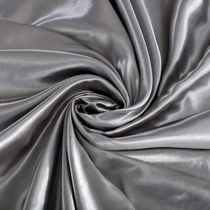 Housse de Couette en Satin Gris foncé + Kit coussin