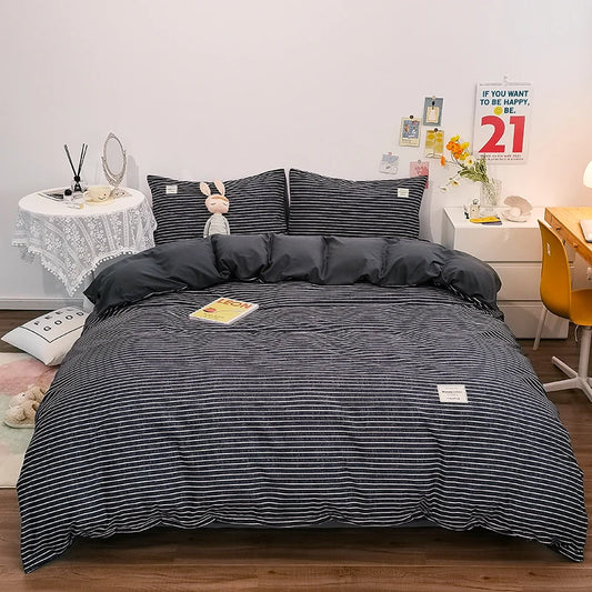 Housse de couette en coton vichy noir