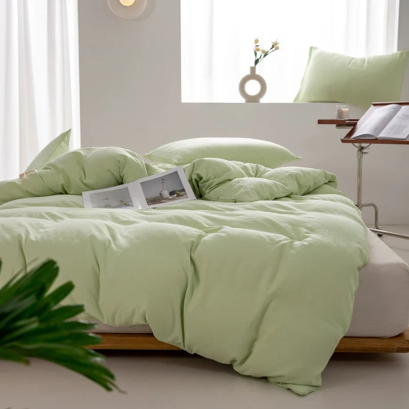 Housse de Couette en Coton Vert Clair