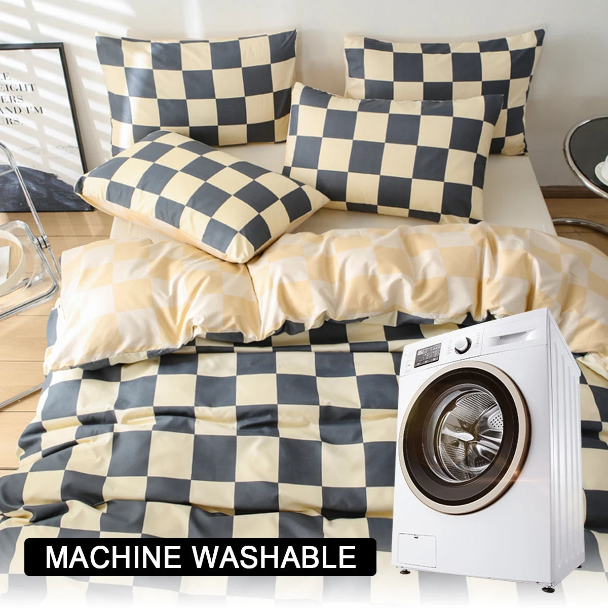 Kit Housse de couette + Taie DAMIER
