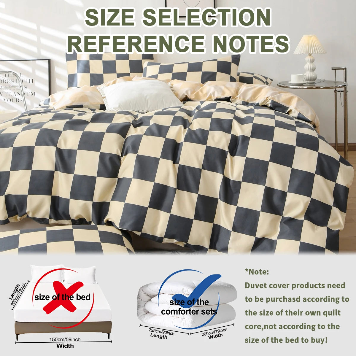 Kit Housse de couette + Taie DAMIER