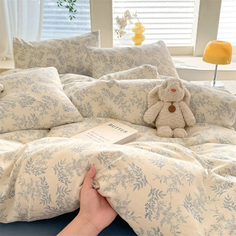 Kit housse de couette fleurie verte
