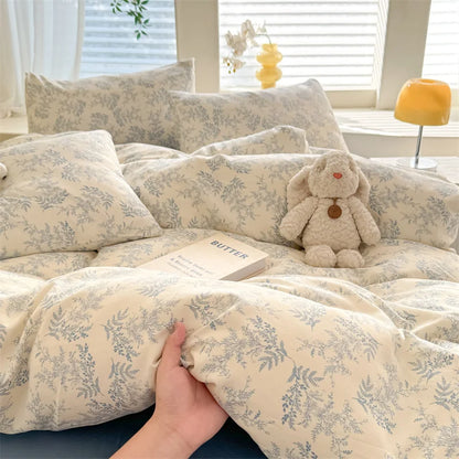 Kit housse de couette fleurie verte