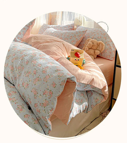 Housse de couette imprimé Fleur bleu