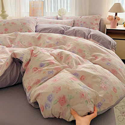 Housse de couette violet rose