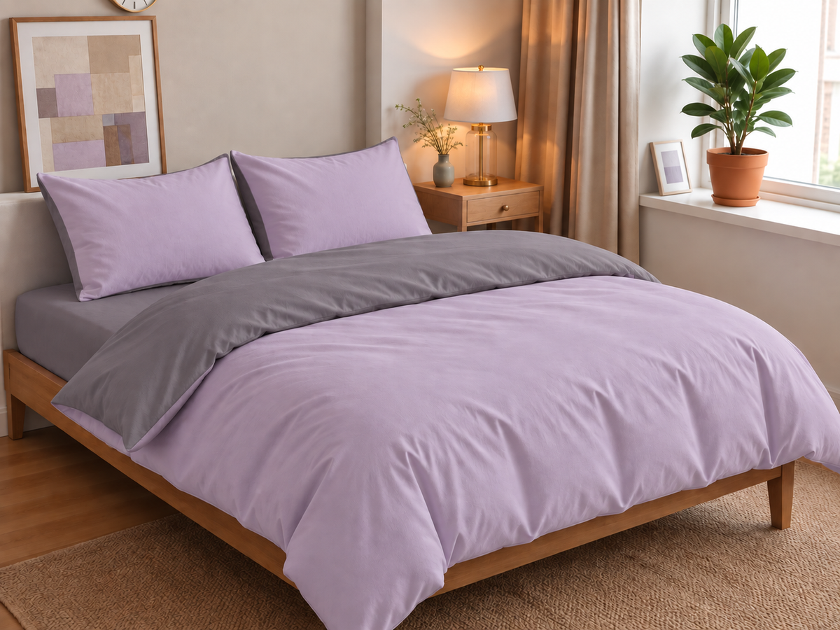 Parure de lit réversible en coton Rivière & Galets, housse de couette et taies d'oreiller assorties – Atelier Somey
