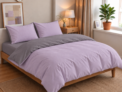 Parure de lit réversible en coton Rivière & Galets, housse de couette et taies d'oreiller assorties – Atelier Somey